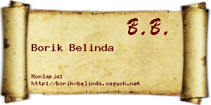 Borik Belinda névjegykártya